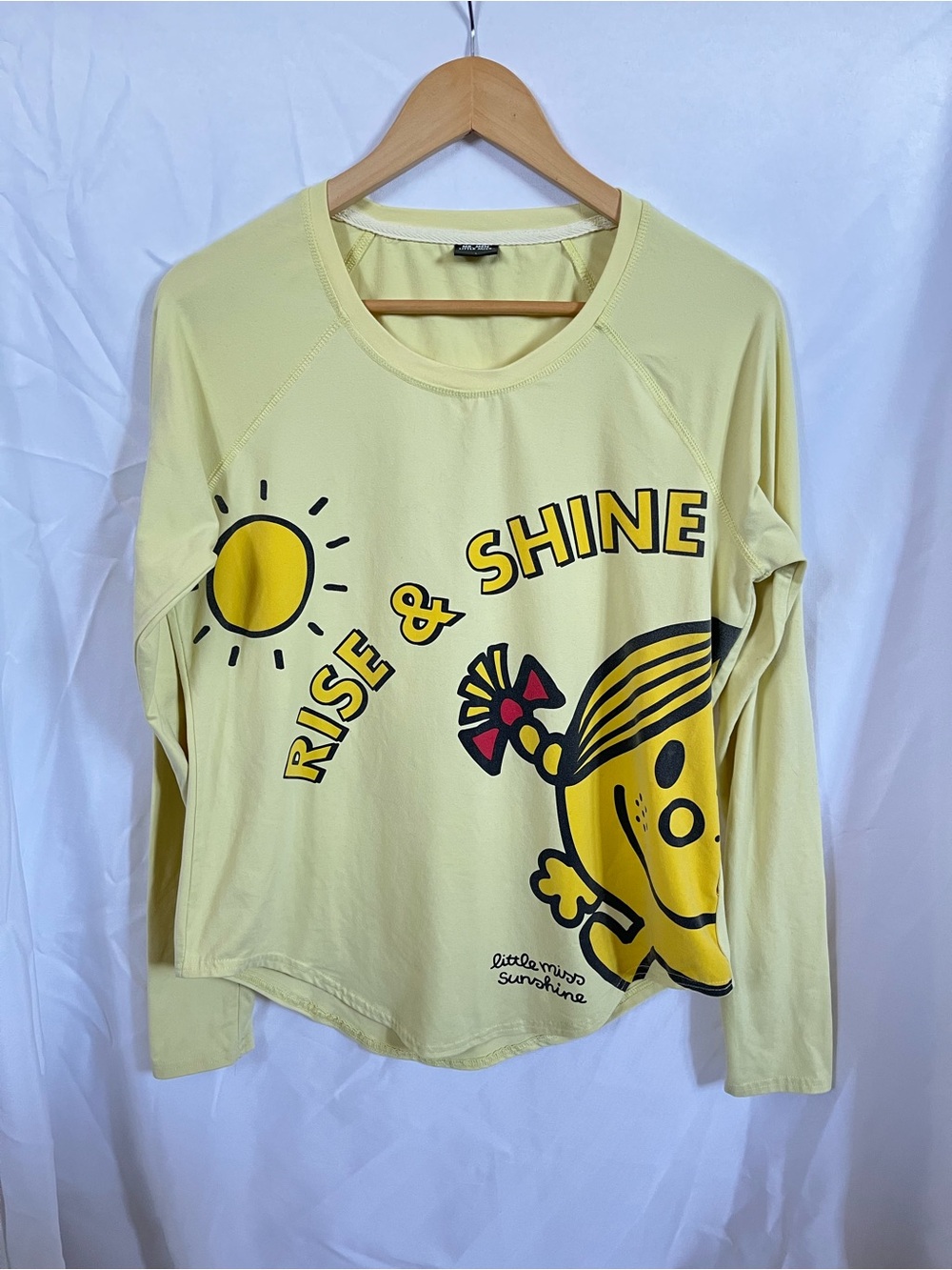 Little Miss Long Sleeve Tee in Pale Yellow with Graphic